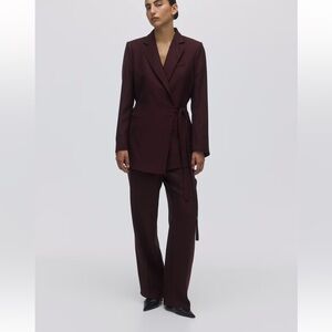 H&M burgundy set matching set blazer and pants XS and size 4